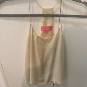 Cropped silky cream tank